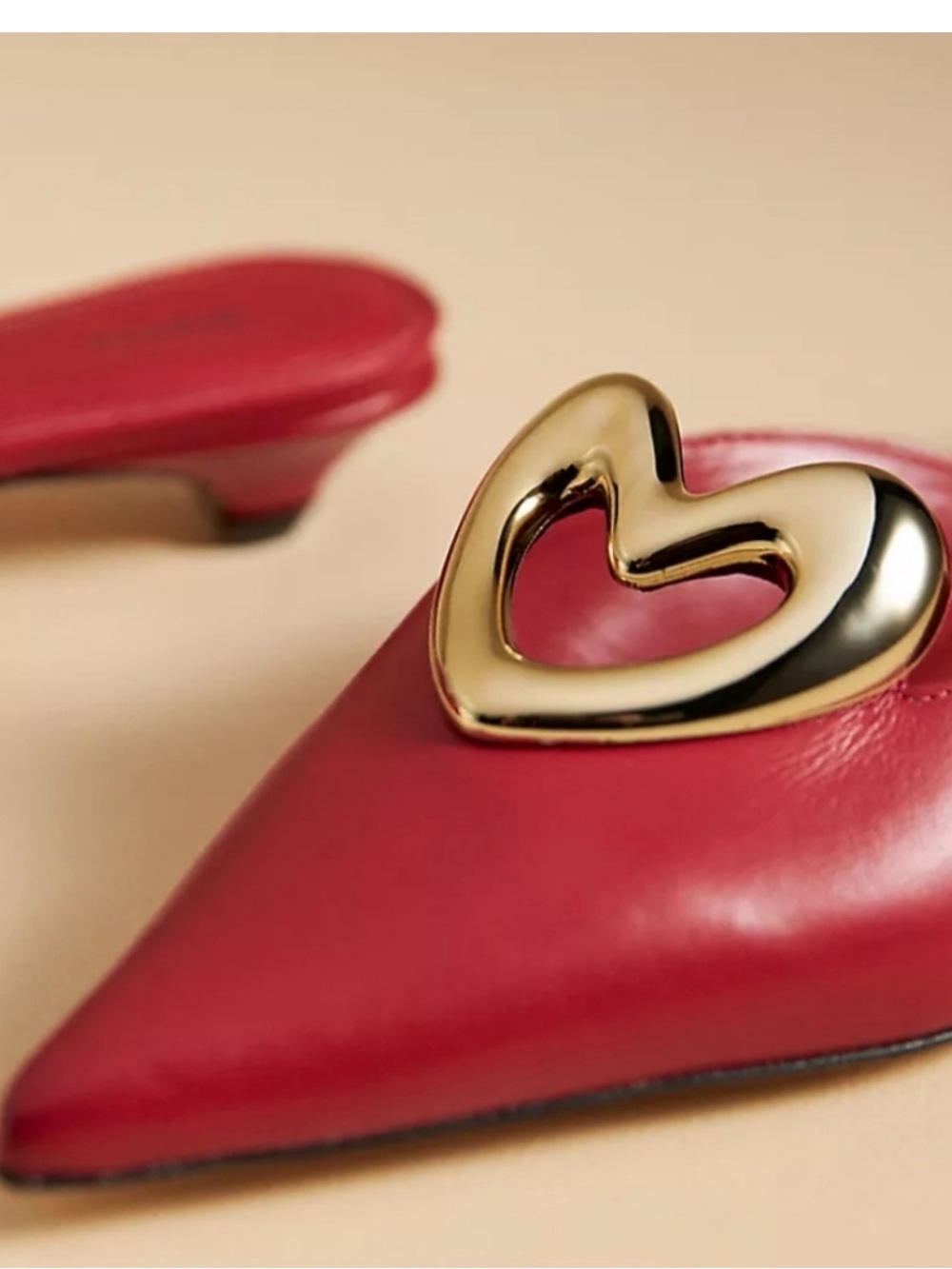 Maeve Heart Mule Heels, Size 37, US 6 - 6 1/2 , Retail $170.00, Color: Red - Picture 2 of 8